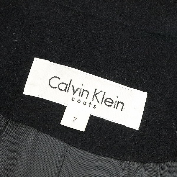 ◆Calvin Klein カルバンクライン カシミヤ ウール ベルテッド ロング コート 黒 ブラック 7_画像5