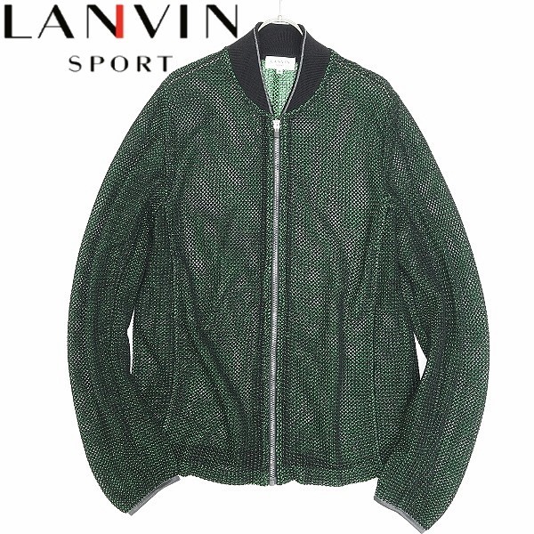 ◆LANVIN SPORT ランバン スポール メッシュ ジップ ジャケット 緑 グリーン×ブラック 40