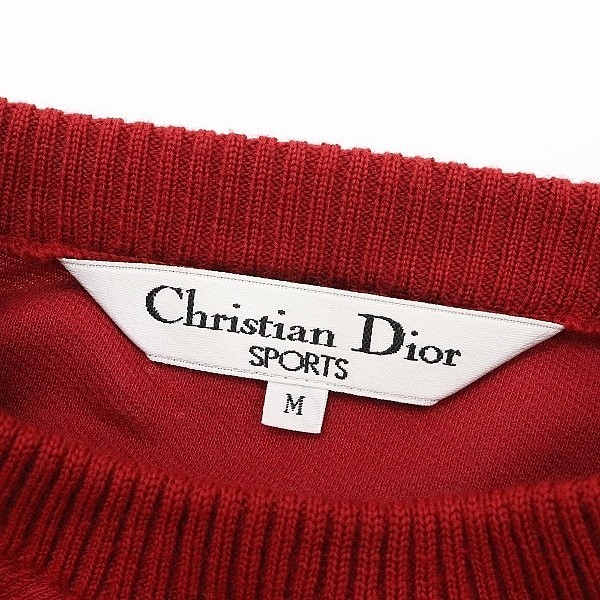 ヴィンテージ◆Christian Dior SPORTS クリスチャン ディオール スポーツ ショルダーボタン クルーネック ニット トップス 赤 レッド M_画像5
