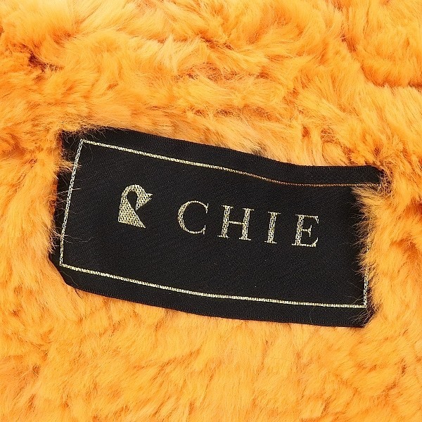 ◆CHIE チエ シェアードミンクファー 毛皮 編み込み デザインボタン ジャケット オレンジ F_画像5