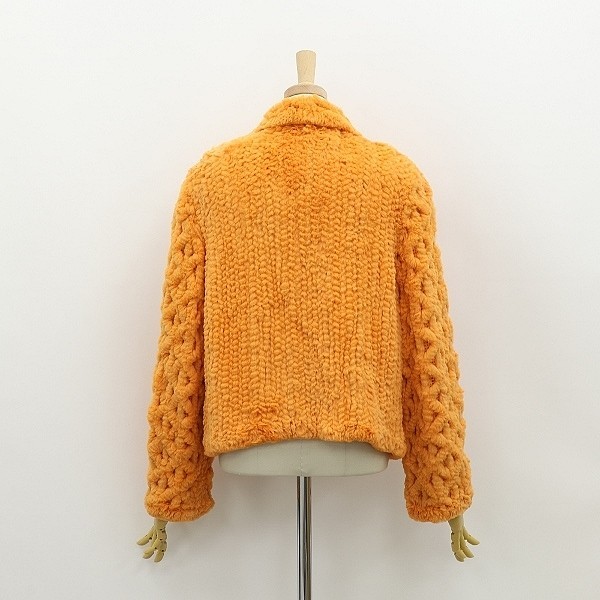 ◆CHIE チエ シェアードミンクファー 毛皮 編み込み デザインボタン ジャケット オレンジ F_画像2