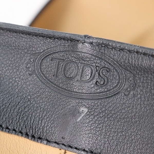 ◆TOD'S トッズ レザー ベルトデザイン ヒール ロング ブーツ チャコール 7_画像6