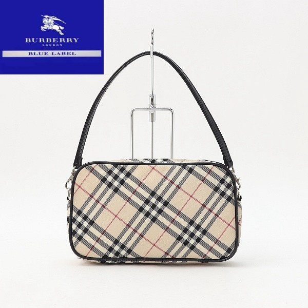 美品◇BURBERRY BLUE LABEL バーバリーブルーレーベルナイロン×レザー