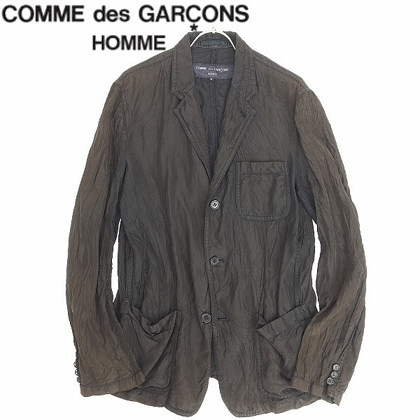 ◆COMME des GARCONS HOMME コムデギャルソン オム AD2004 シワ加工 製品染め 3釦 ジャケット チャコールブラウン S