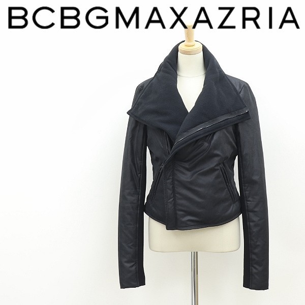 美品◆BCBG MAXAZRIA マックスアズリア EMERSON 裏地フリース 中綿 ジップ ジャケット 黒 ブラック XS_画像1