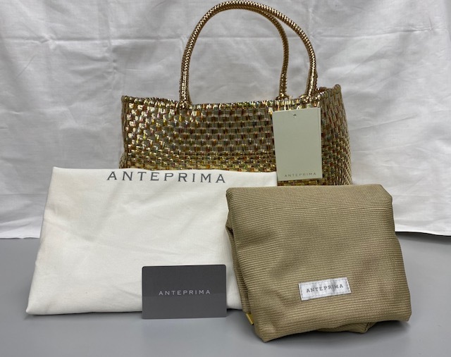 未使用】アンテプリマ ワイヤーバッグ イントレッチオ 横長 シャンパン