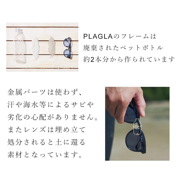 新品 日本製 サングラス PLAGLA pg-02 BLACK×LIGHT BLUE プラグラ uvカット 鯖江 サステナブル SDGs エシカル ファッション エコ ボストン_画像9