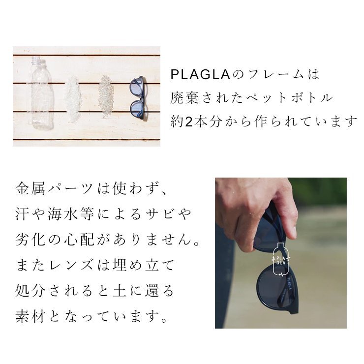 新品 日本製 サングラス PLAGLA pg-02 BLACK×GREY プラグラ uvカット 鯖江 サステナブル SDGs エシカル ファッション エコ ボストン型_画像9