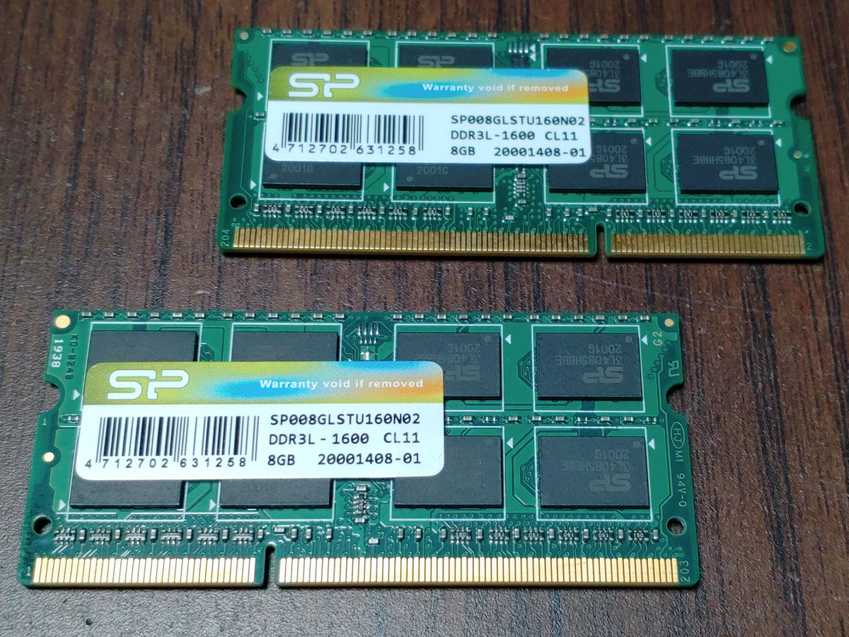 SP ノートPCメモリ 16GB DDR3L-1600 8G×2枚_画像1