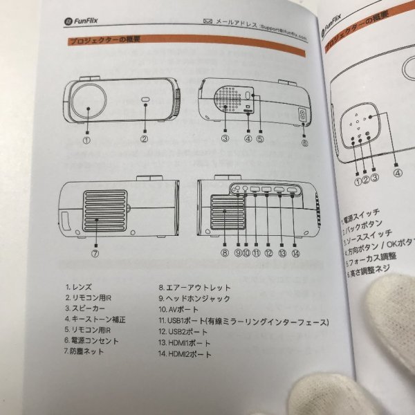 FunFlix マルチメディアプロジェクター RD-882【PSEマークあり】【訳あり※HDMIケーブル欠品】 98 00031_画像7