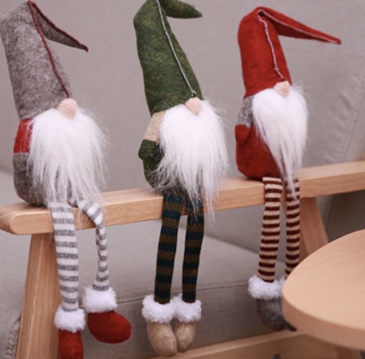 トムテ人形 3体セット クリスマス 北欧 妖精 装飾 インテリア 飾り 足ぶら サンタクロース_画像2