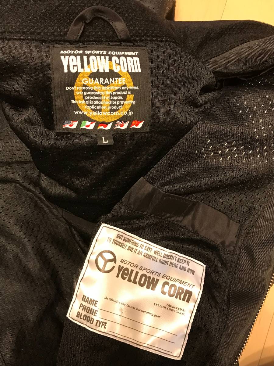 YELLOW CORN ライディング ジャケット size L イエローコーン ツーリング ジャケット フェイクレザージャケット ブラック_画像6