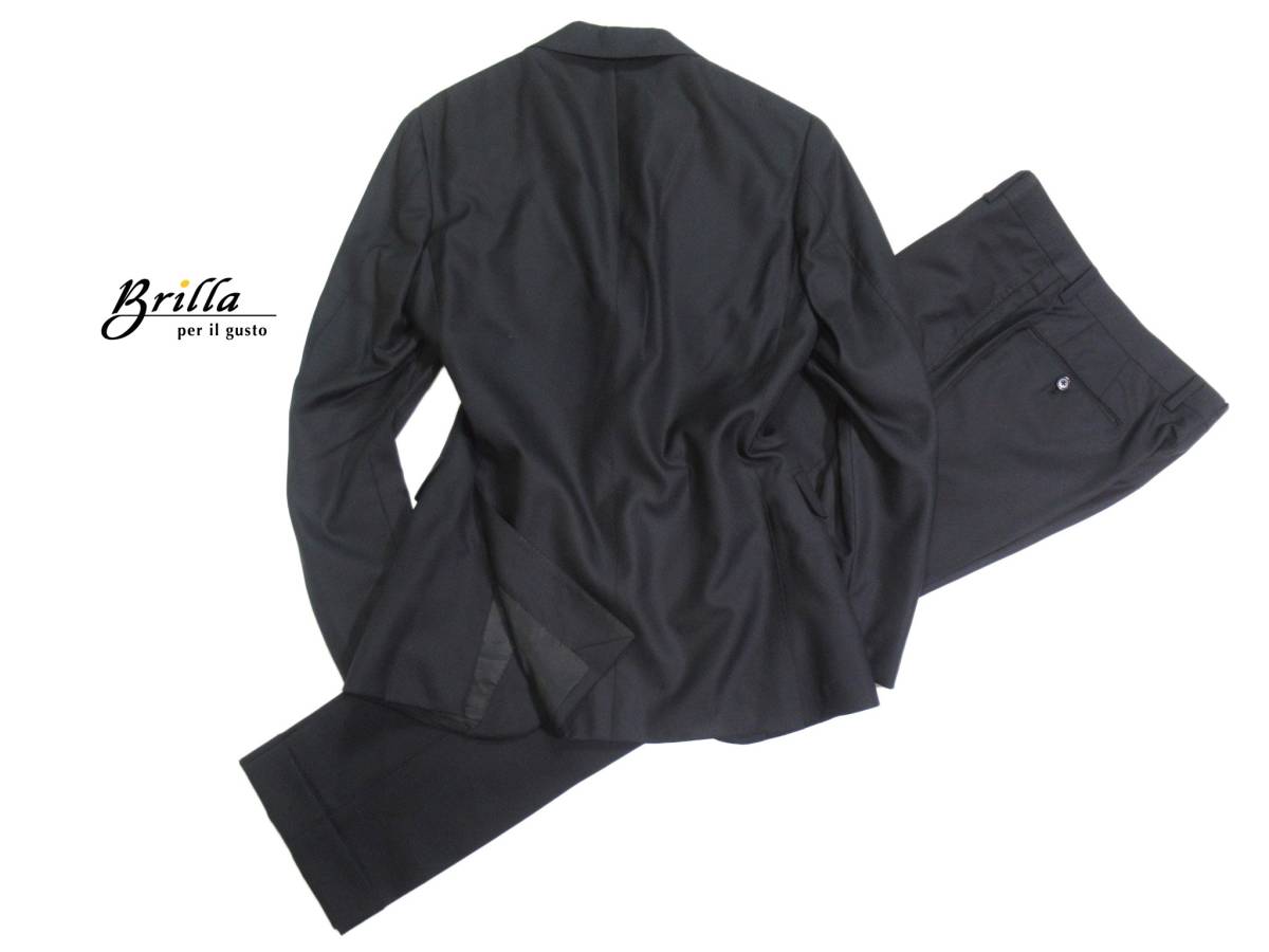 ブリッラペルイルグスト Brilla per il gusto 上質◆ シルクブレンド 絹混 シングルジャケット パンツ スーツ 44 S相当_画像3