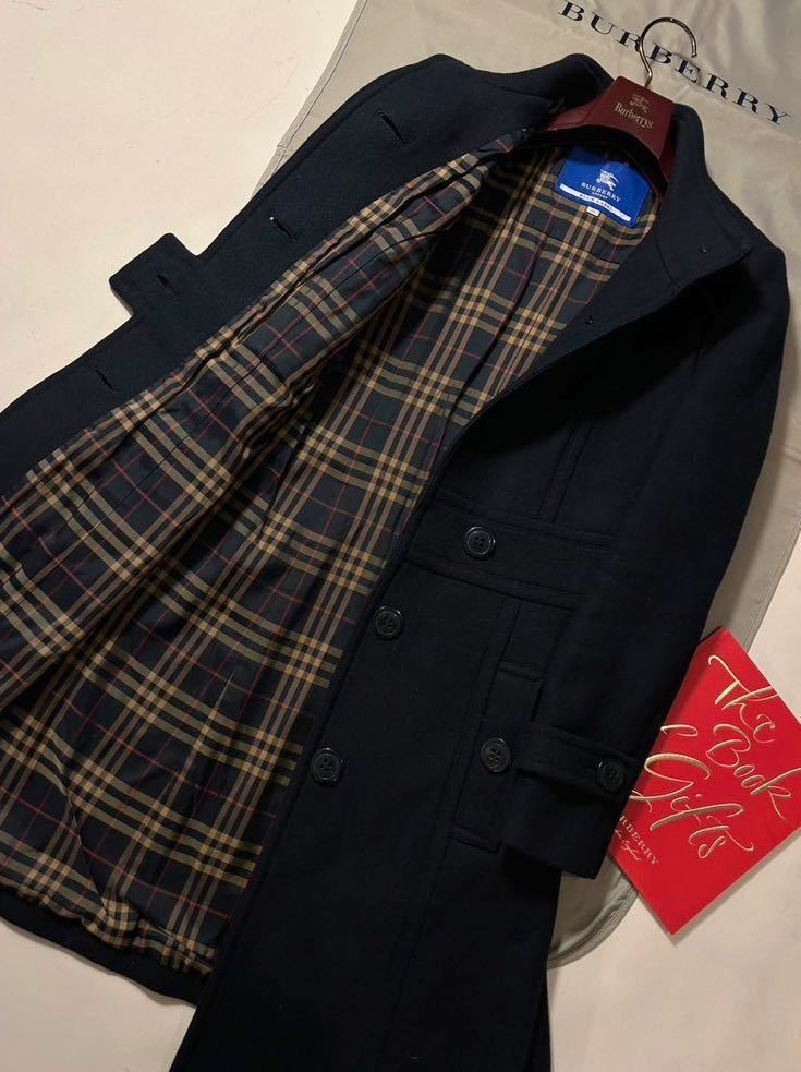 e12 華やかカシミヤ!!定価18万●未使用品級BURBERRY LONDON BLUE LABEL●高級希少素材★高級トレンチコート バーバリーコート レディース _画像8