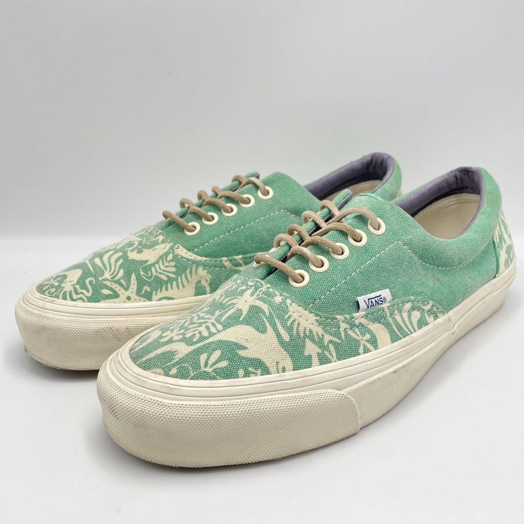 VANS バンズ ローカットスニーカー US10 約28cm ストリート 総柄 グリーン系 メンズ 靴_画像1