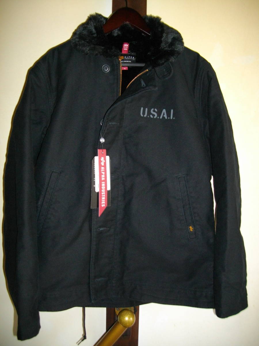 極暖 美しいjkt アルファインダストリーズ Alpha Industries N-1 デッキジャケット Ｕ.S.A.I. TA1395 黒/黒 JAPANスペック XLサイズ_画像1