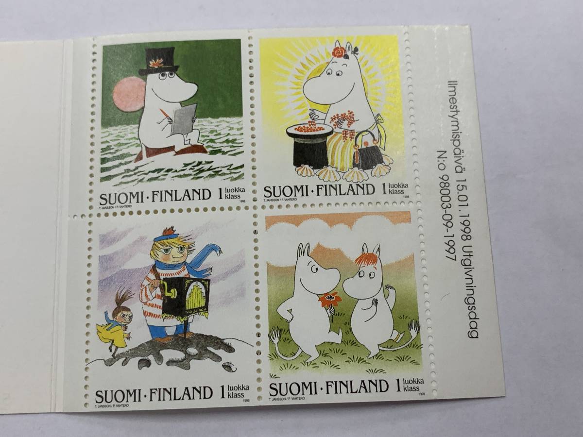 9、古い　外国切手　フィンランド　1998年　ムーミン　切手帳　はがきセット_画像3
