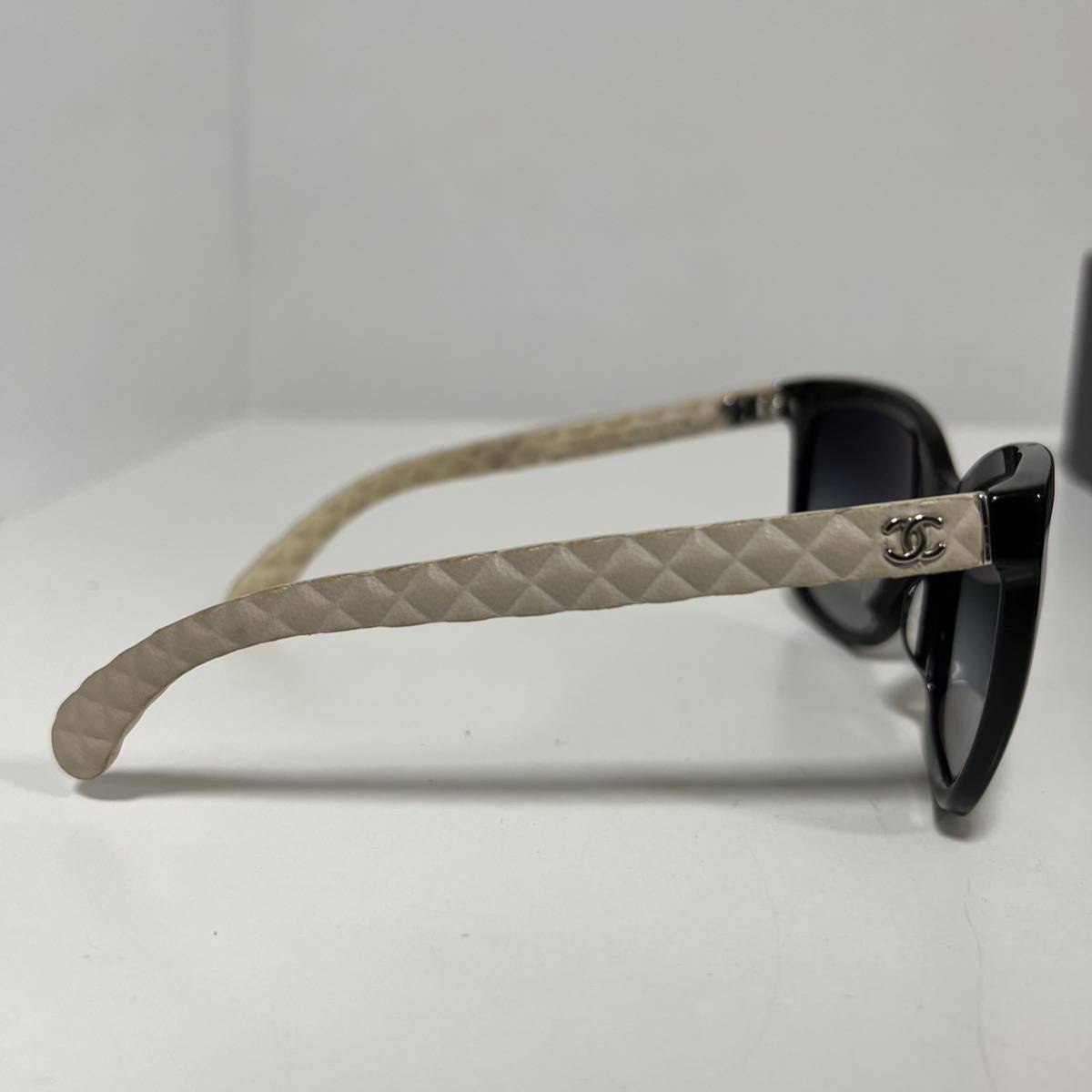 CHANEL Chanel sunglasses 5288-Q-A here Mark matelasse quilting motif black ivory used 