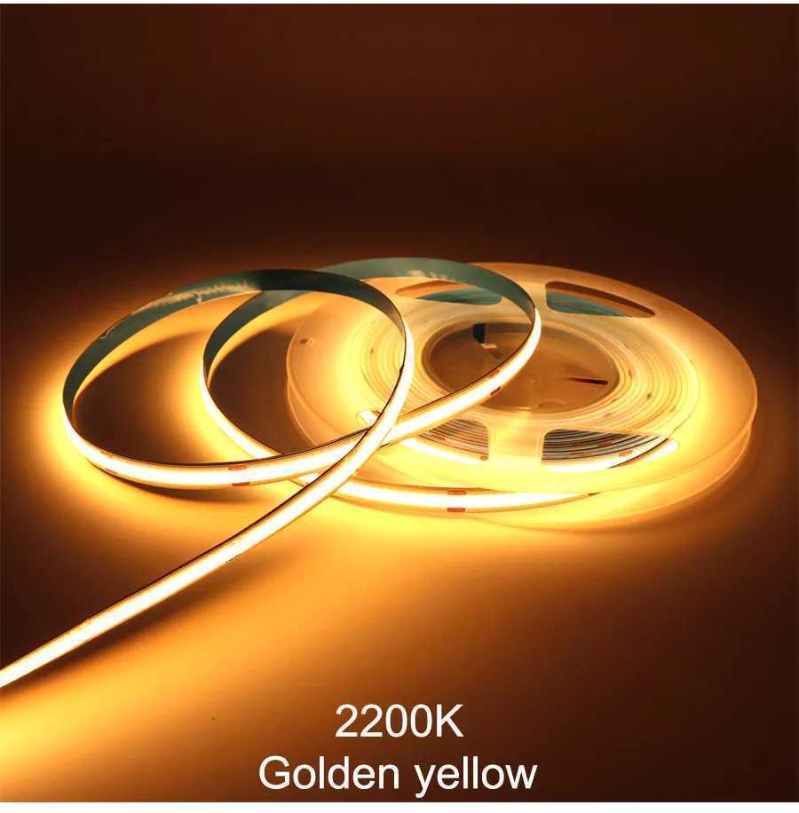 LED COBラインテープ 黄色発光 ゴールデンイエロー 2200k 12V用 未使用 長さ２メートル幅8ミリ 点灯確認済 防水ではないよpart2の画像2