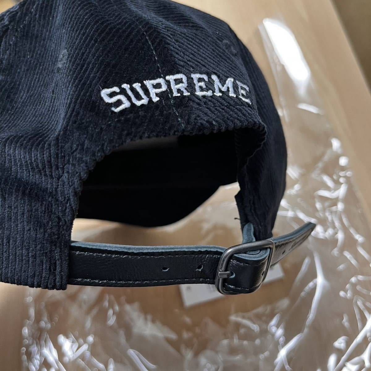 未使用 22fw Supreme Script Corduroy 6-Panel Black タグ、ステッカー付き Supreme Online 購入 シュプリーム キャップ_画像6