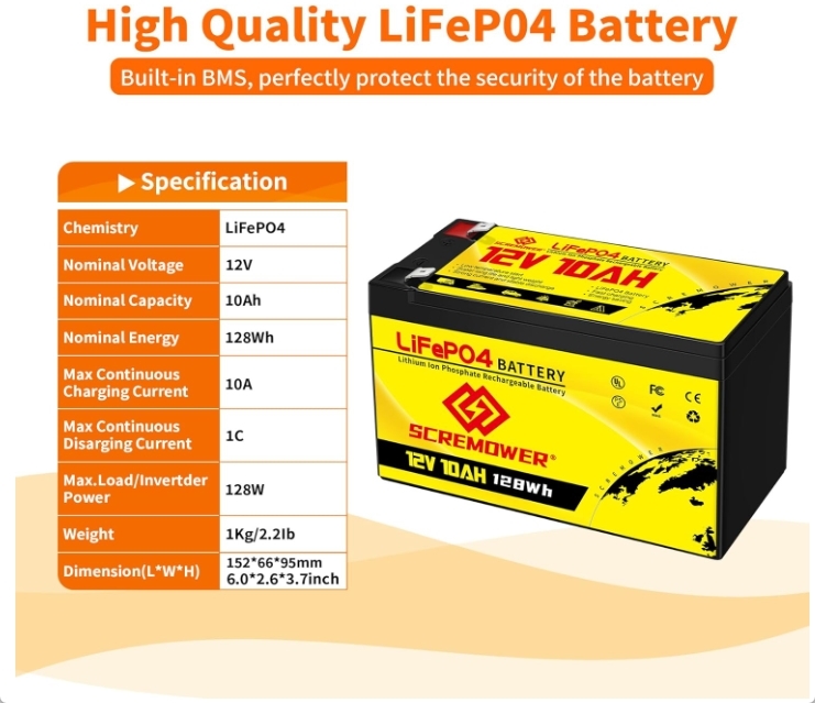 12V 10Ah LiFePO4 リチウム鉄バッテリー ディープサイクル BMS保護 4000 サイクル以上 新品 送料込み_画像4