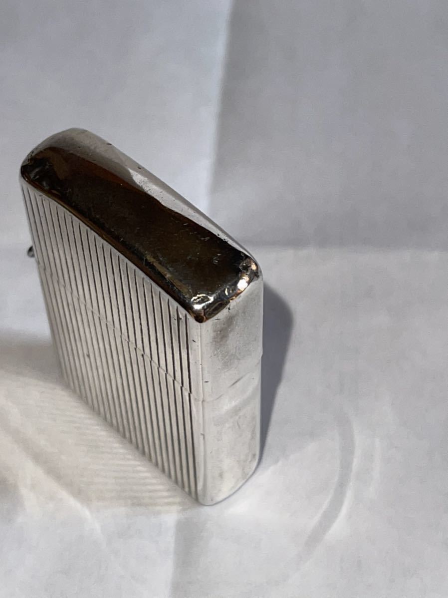 ZIPPO オイルライター スターリングシルバー 純銀STERLING SILVER ストライプ入り　発火OK 年季物_画像6