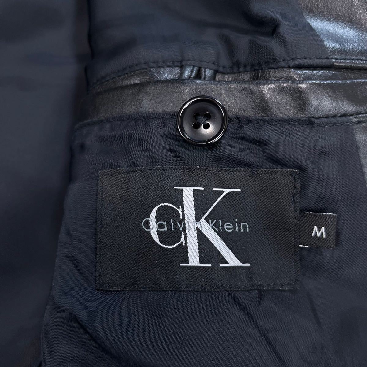 カルバンクライン【至高のカーフレザー】Calvin Klein レザーコート　レザージャケット　牛革　本革　ブラック　黒　M_画像6