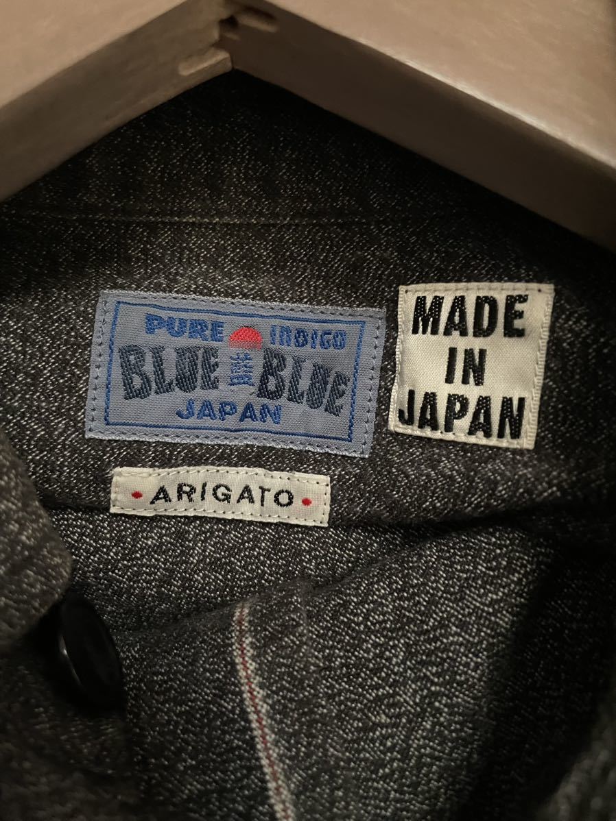 ハリウッドランチマーケット ブルーブルー ロング丈 シャンブレーシャツ ごま塩 blue blue 黒シャン ゴマ塩 HRM ハリラン ブラック 黒の画像2