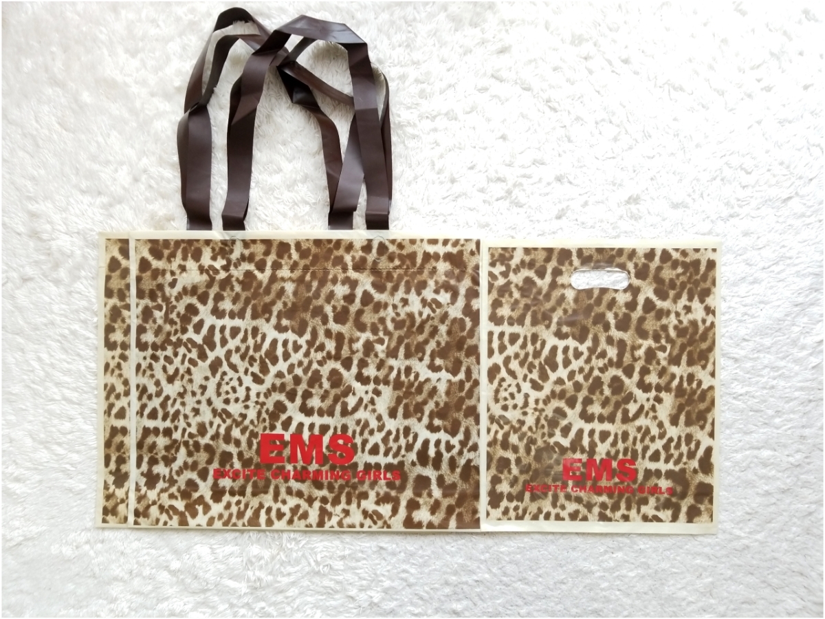 * beautiful goods M zeki site EMS EXCITE leopard print shop sack 3 sheets set rare shopa- shoulder bag . hand leather girl leopard print Leopard pattern eko-bag *