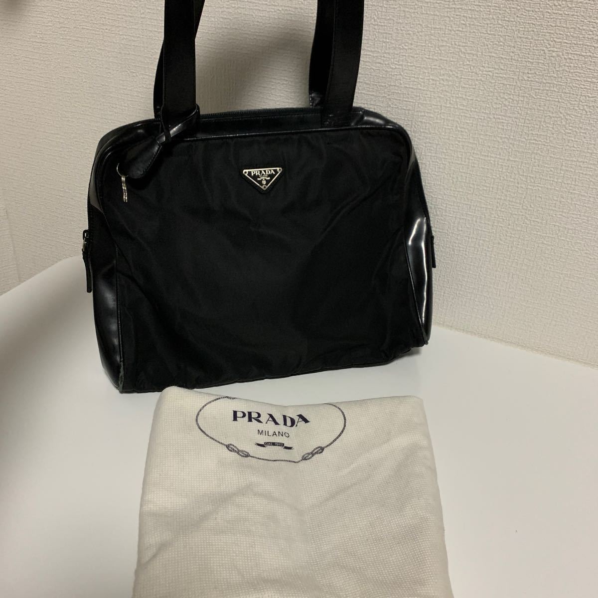 PRADA プラダ ナイロン ハンドバッグ 南京錠　テスート ブラック_画像1