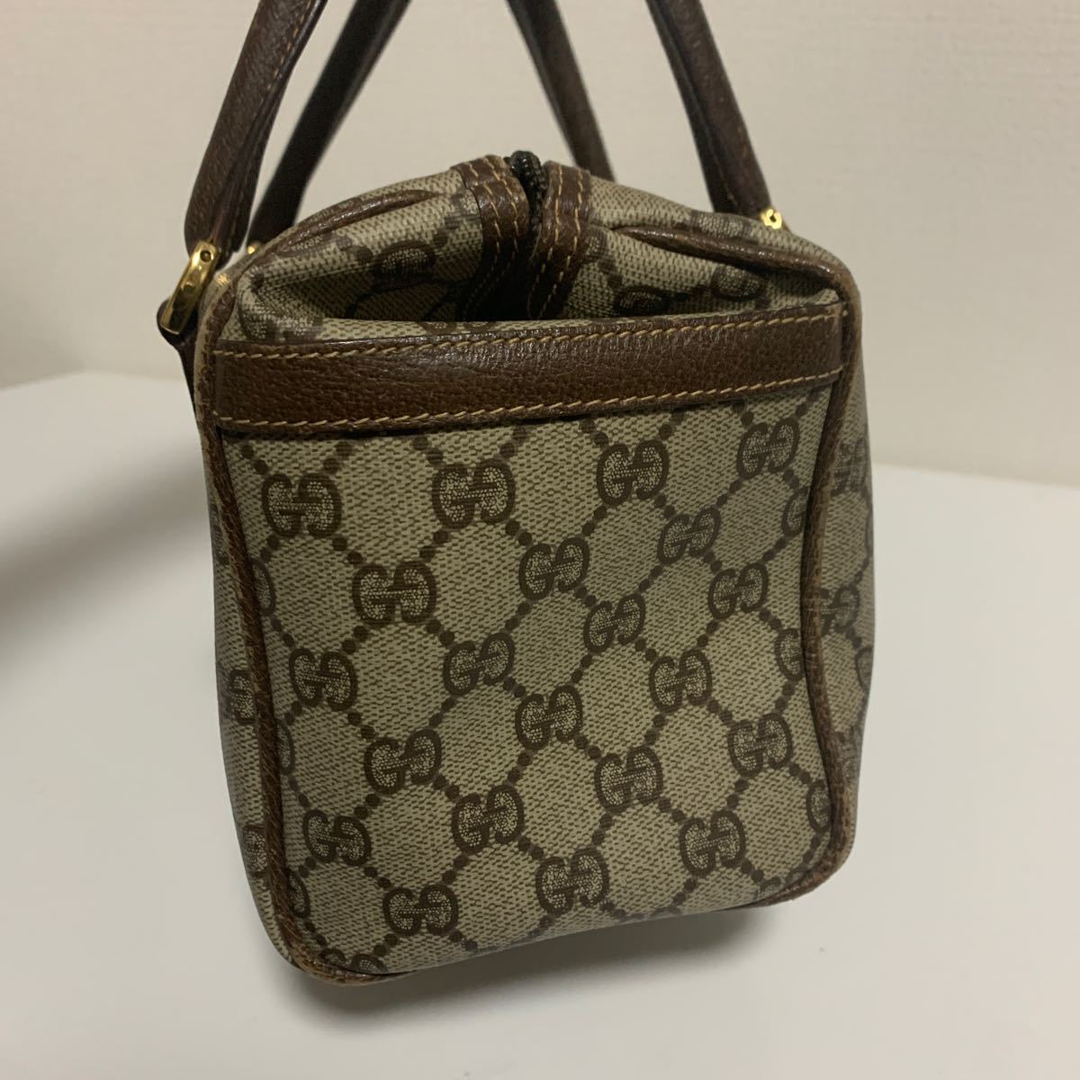 良品　GUCCI グッチPVC レザー　ハンドバッグ ミニボストンバッグ　ブラウン_画像5