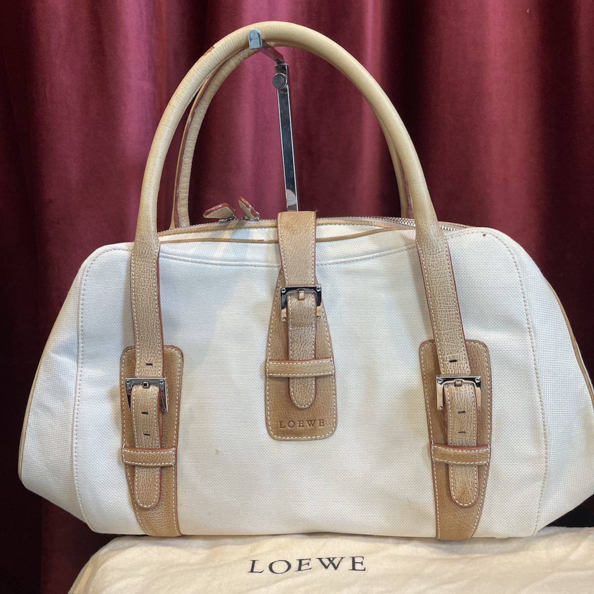 1 ロエベ LOEWE キャンバス　レザー　ハンドバッグ　ボストンバッグ 革　鞄 バッグ 保護袋　ブランド品　_画像2