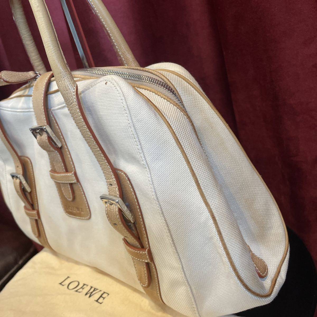 1 ロエベ LOEWE キャンバス　レザー　ハンドバッグ　ボストンバッグ 革　鞄 バッグ 保護袋　ブランド品　_画像4