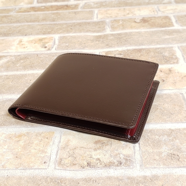 未使用 プレリーギンザ PRARE ボックスカーフ 折財布 日本製 チョコ ブラウン系 ウォレット 財布_画像2