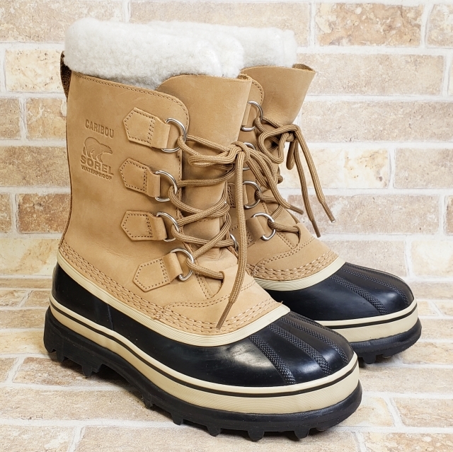 ソレル SOREL カリブー CARIBOU スエードレザー ショートブーツ スノーブーツ 23 防水 レースアップ ベージュ_画像1