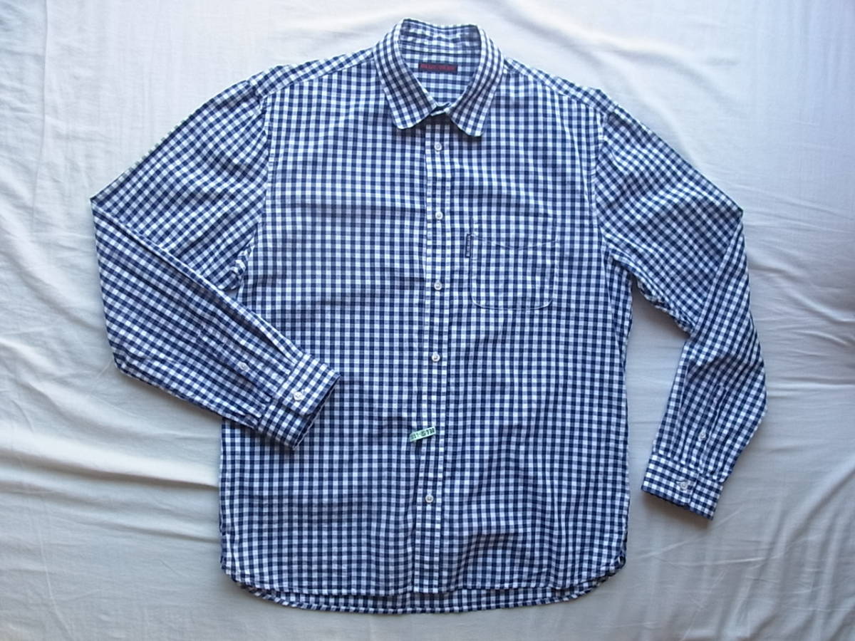 HOLLYWOOD RANCH MARKET BLUE BLUE ハリウッドラ ンチマーケット ブルー ブルー ギンガムチェック柄　ラウンドカラーシャツ　サイズ 4/XL_画像2