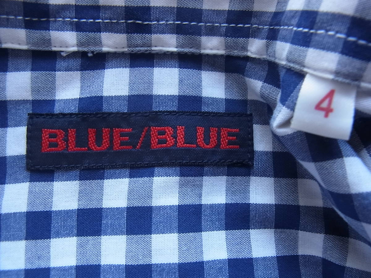 HOLLYWOOD RANCH MARKET BLUE BLUE ハリウッドラ ンチマーケット ブルー ブルー ギンガムチェック柄　ラウンドカラーシャツ　サイズ 4/XL_画像5