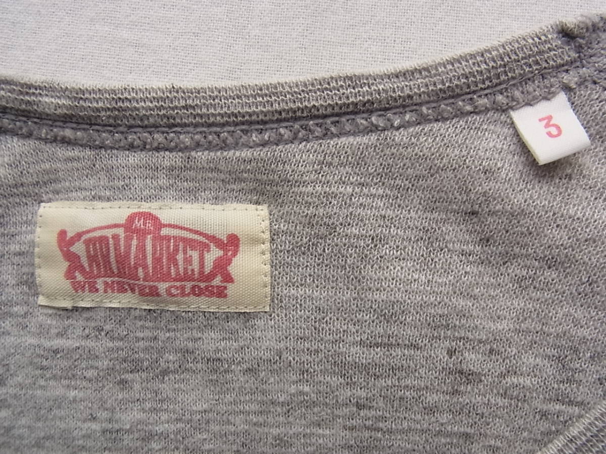 HOLLYWOOD RANCH MARKET ハリウッドランチマーケット　ストレッチコットン素材　クルーネックＴシャツ　サイズ 3/L 　日本製 杢グレー_画像5