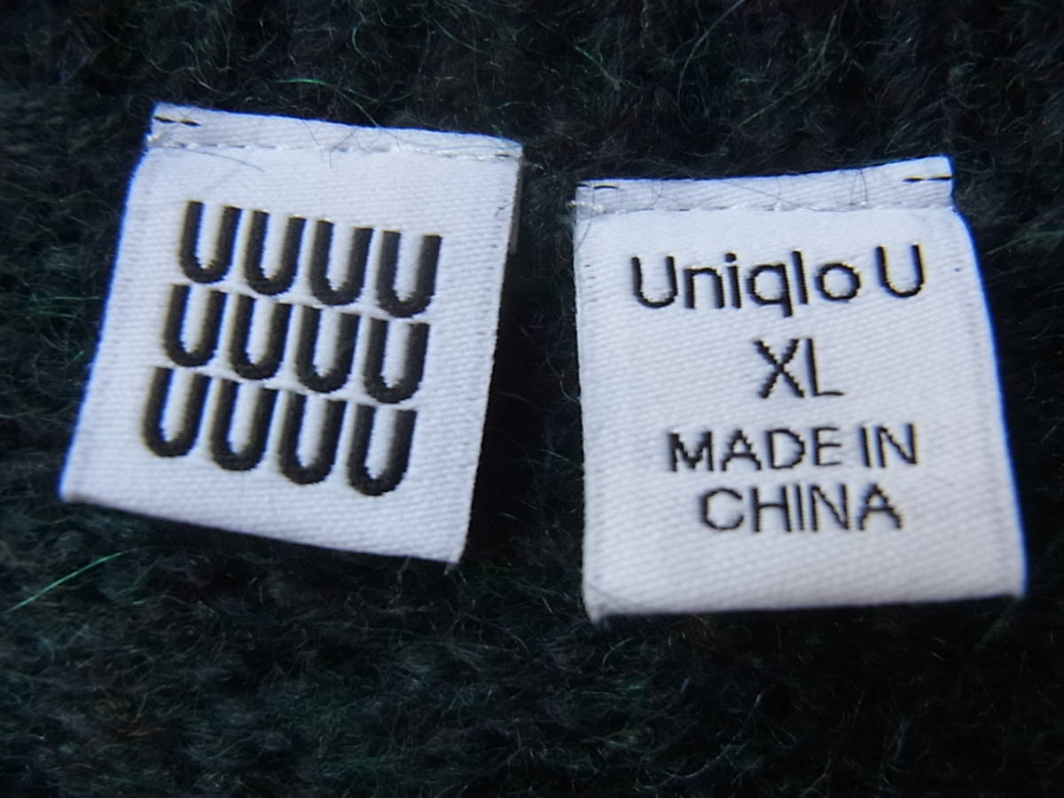 Uniqlo U ユニクロ U モヘヤ混ウール　クルーネックセーター　サイズ XL ミックスのダークグリーン系_画像6