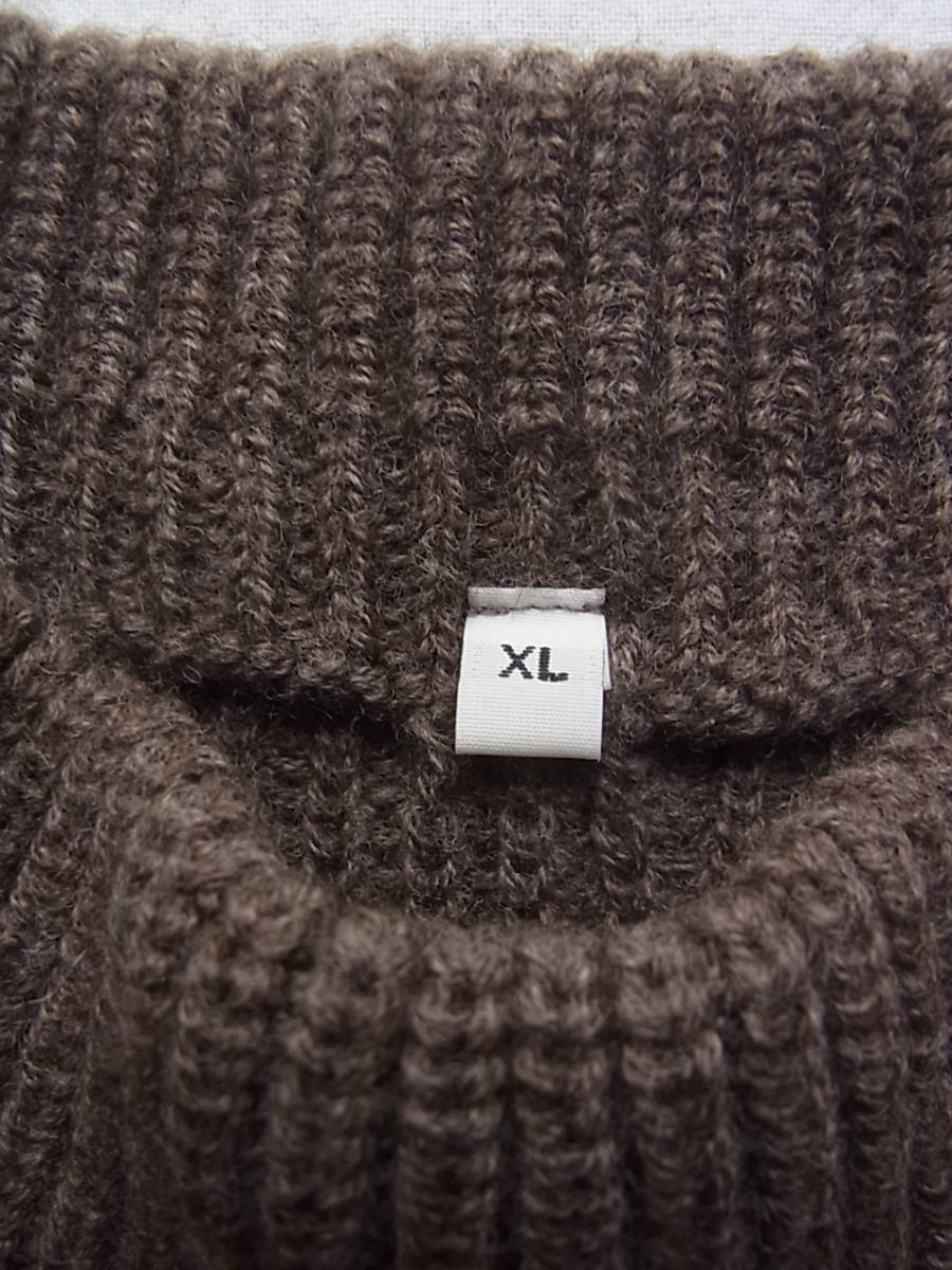 無印良品　ヤクウール混　ミドルゲージ　モックネックセーター　サイズ XL ライトブラウン系_画像4