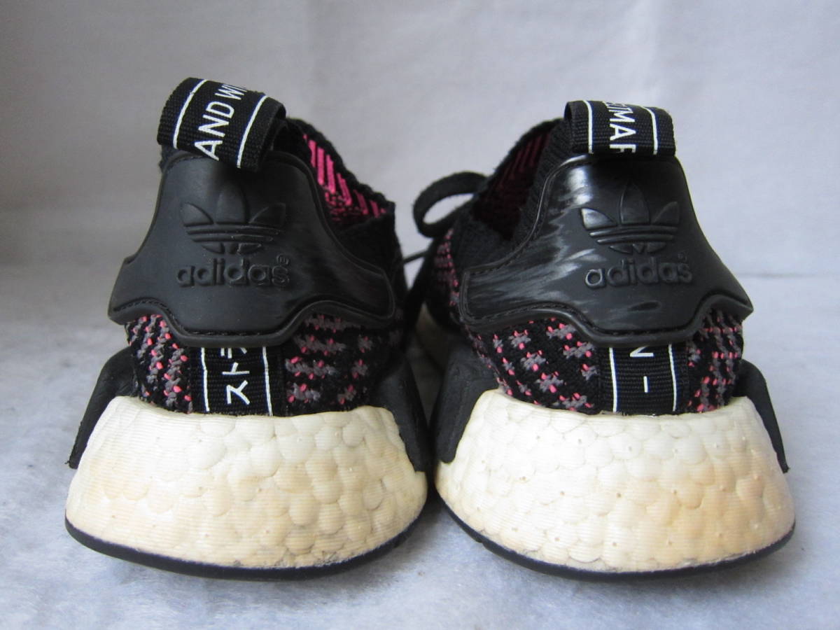 adidas originals NMD_R1 STLT PK（アディダス オリジナルス エヌエムディーR1）(CQ2386) 黒灰ピンク柄ニット 22㎝ US4　2017年製　ok2311C_画像4