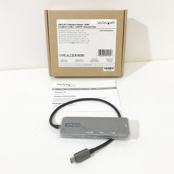 【未使用品】StarTech.com/スターテックドットコム マルチ変換アダプタ TypeC HDMI 一体型ケーブル 多機能ハブ dkt30chpd3 ※No.3※
