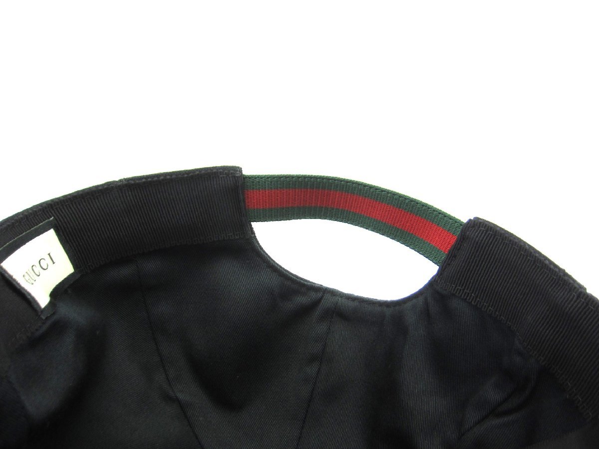 GUCCI グッチ キャップ ブラック グリーン インターロッキング SIZE:S 08.338.986 帽子 ∠UP3905_画像10