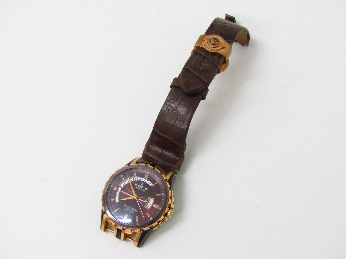 EDOX エドックス グランドオーシャン デイデイト 腕時計 ジャンク品 ●A6518_画像1