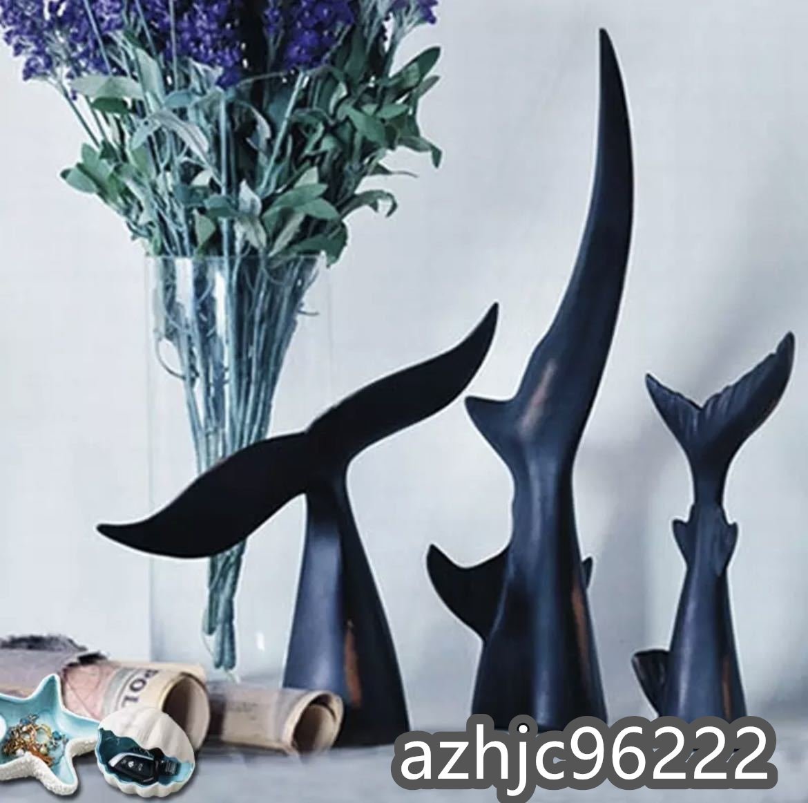 フィッシュ クジラ 鯨 魚 鮫 サメ フィギュア オーナメント クジラの尾 置物 インテリア 装飾 オブジェ アート 海 樹脂 雑貨 小物