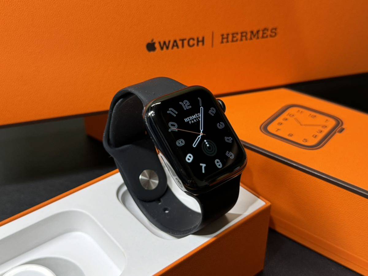 即決 Apple Watch series5 HERMES 44mm ブラック ステンレス 本体