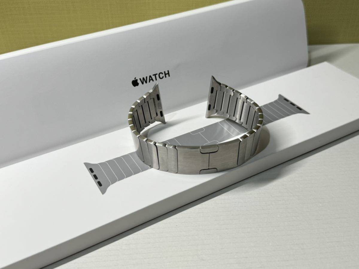 ☆即決 美品 純正 Apple watch リンクブレスレット シルバーステンレス 42mm 44mm 45mm ステンレス アップルウォッチ リンクブレス 329_画像1