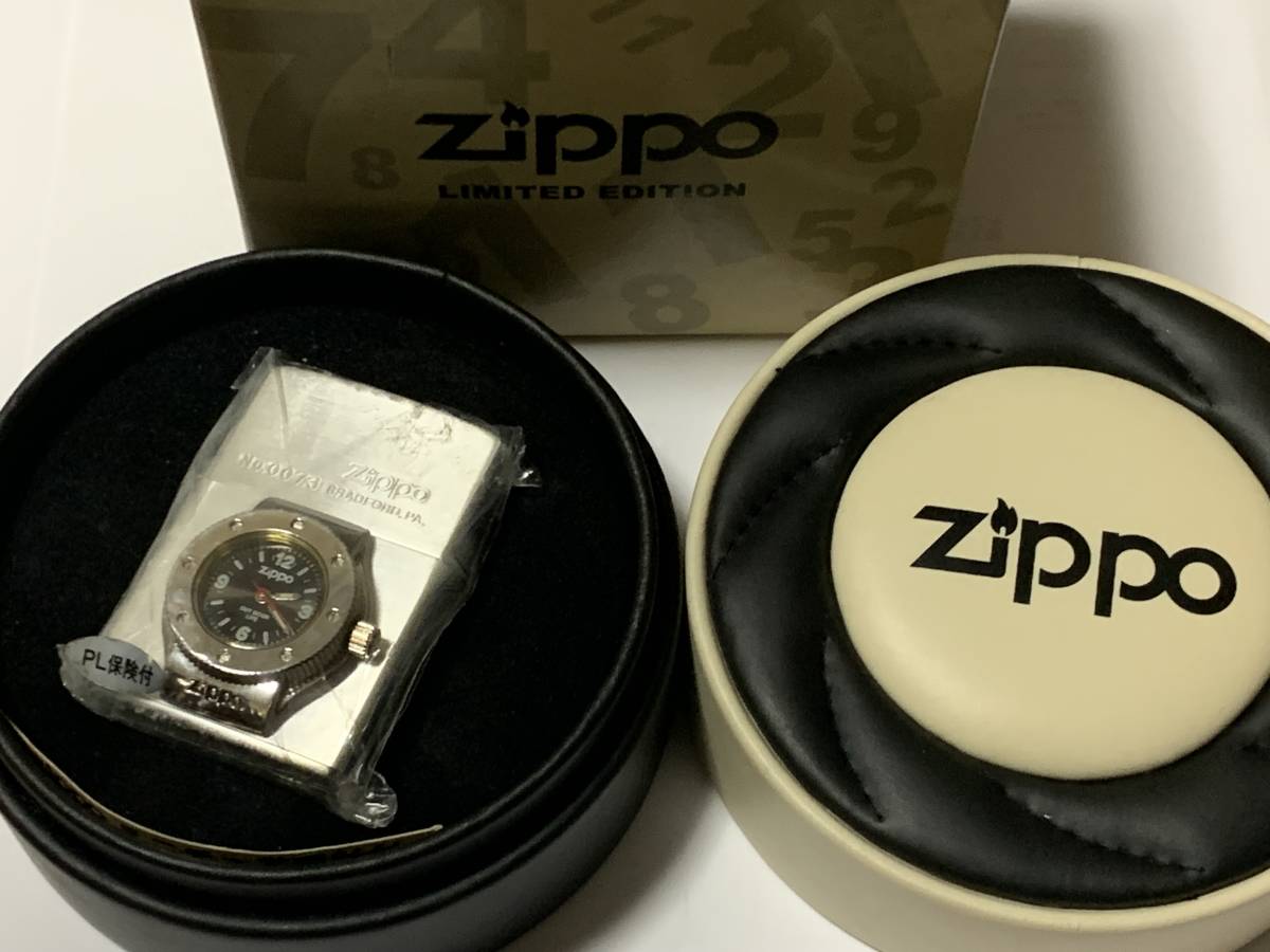 2000年　タイムライト　ミニチュア時計付き　メタルZIPPO　未使用