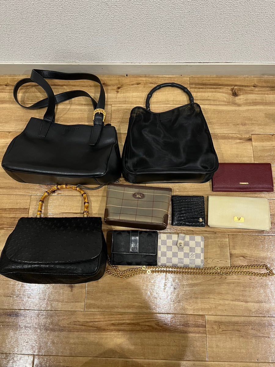 1円　ブランドまとめ　VUITTON COACH バーバリー　オーストリッチ　GUCCI 財布 バッグ ジャンク_画像1