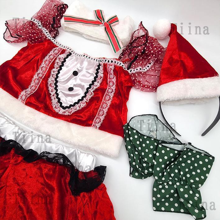 リボン ドット フリル サンタ コスプレ サンタクロース 衣装 可愛い 綺麗 レディース サンタコス セクシー クリスマス